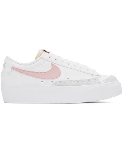Nike White & Pink Blazer Low Platform Sneakers - Black