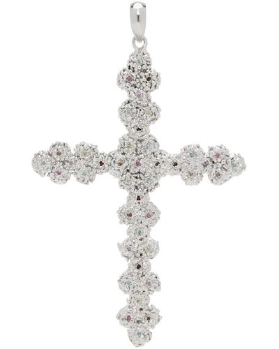 Veneda Carter Grand pendentif de croix vc044 argenté à pierres - Métallisé