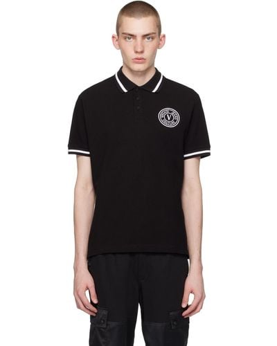 Versace Black Embroidered Polo