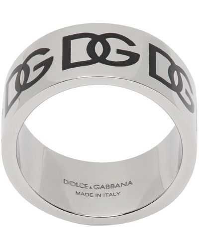 Dolce & Gabbana Bague argentée à logos dg - Métallisé