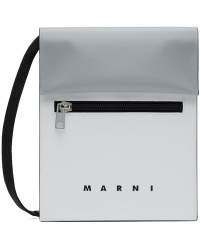 Marni White & Grey Logo Bag - Multicolour