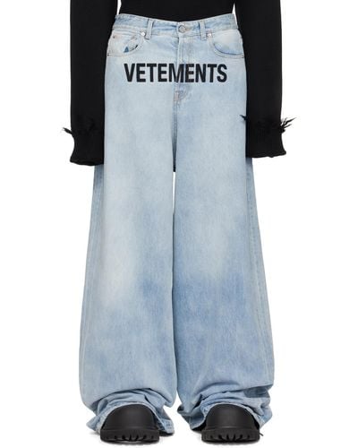 Vetements Blue Embroidered Jeans - Black