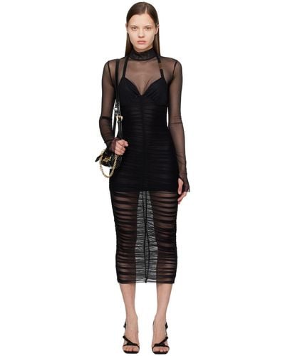 Versace Jeans Couture Curl Plaque Midi Dress - Black