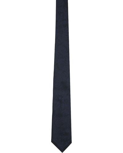 Versace Cravate bleu marine à motif baroque - Noir