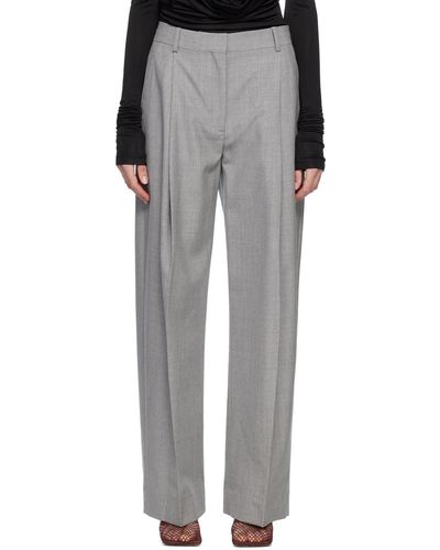 Victoria Beckham Pantalon gris à plis - Noir