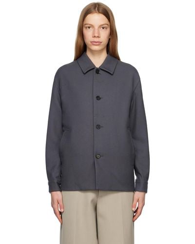 Zegna Grey Spread Collar Jacket - Black