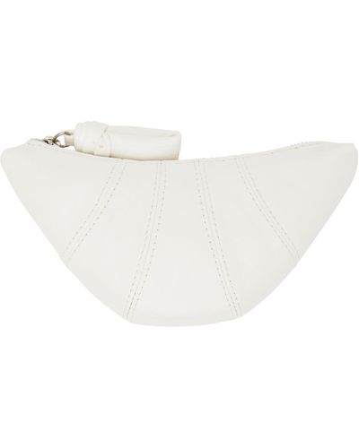 Lemaire White Leather Croissant Coin Pouch - Black
