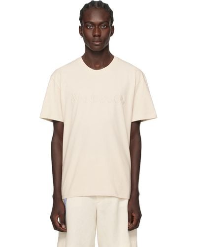 JW Anderson Beige Embroidered T-shirt - Natural