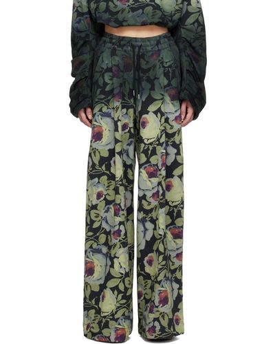 Dries Van Noten Green & Black Floral Lounge Trousers