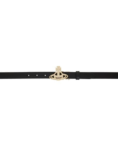 Vivienne Westwood Black Small Line Orb Buckle Belt