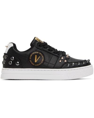 Versace Jeans Couture Black Court 88 Spiked Trainers