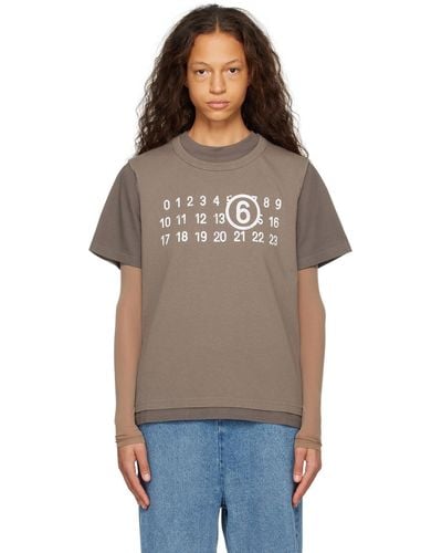 MM6 by Maison Martin Margiela Taupe Two-Layer T-Shirt - Orange