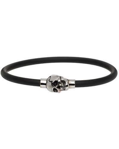 Alexander McQueen Bracelet en corde à crâne - Noir