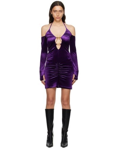 Versace Jeans Couture Purple Ruched Minidress - Black