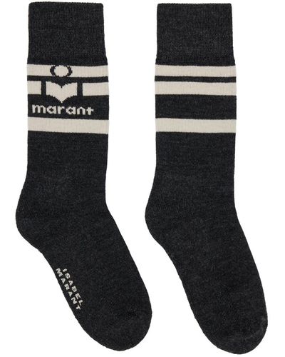 Isabel Marant Gray Viby Logo Socks - Black