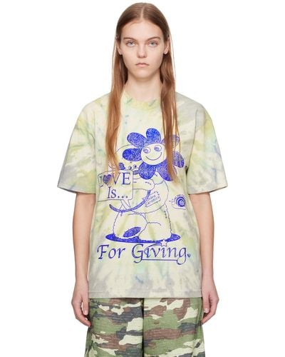 ONLINE CERAMICS T-shirt 'love is for giving' et vert - Bleu
