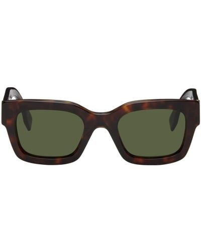 Fendi Brown Signature Sunglasses - Green
