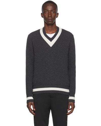 Moncler グレー ウール セーター - ブラック