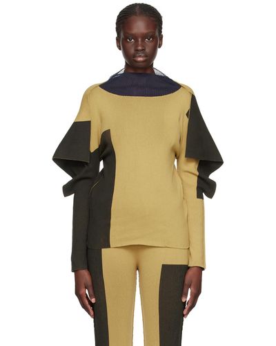 Issey Miyake Grey & Beige Rectilinear Jumper - Multicolour