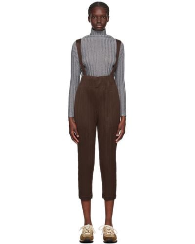 Pleats Please Issey Miyake Brown Monthly Colours September Jumpsuit - Black