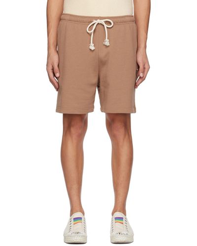 Acne Studios Brown Embroidered Shorts - Natural
