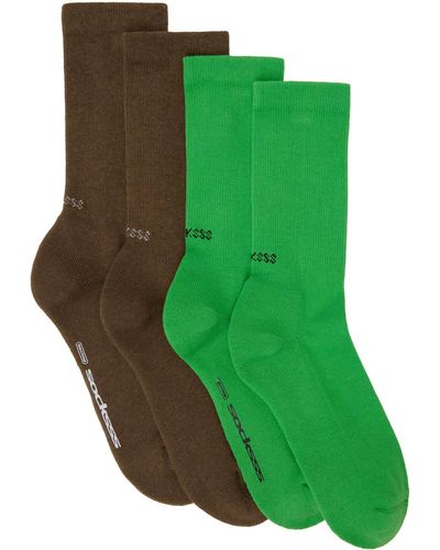 Socksss Ensemble de deux paires de chaussettes brunes et vertes