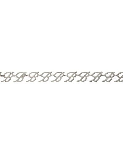 Blumarine Silver Logo Chain Belt - Black