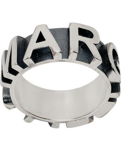 MM6 by Maison Martin Margiela Silver Embossed Logo Ring - Metallic