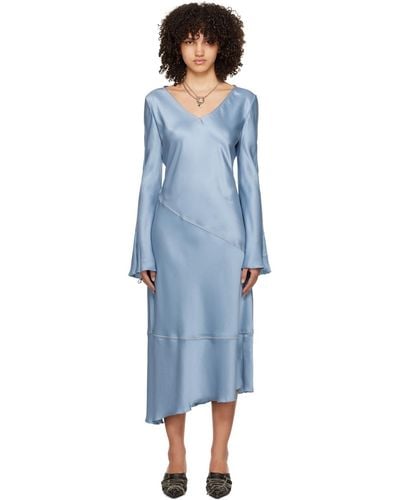 Acne Studios Blue V-neck Maxi Dress - Black