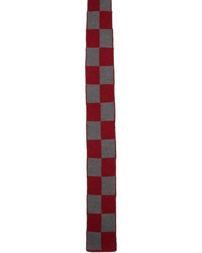KENZO Cravate gris et rouge à écusson à logo - Noir