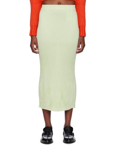 Jil Sander Green Panelled Midi Skirt
