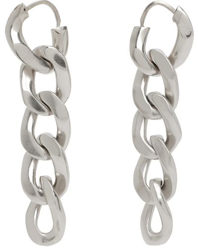 Maison Margiela Silver Curb Link Earrings - Metallic