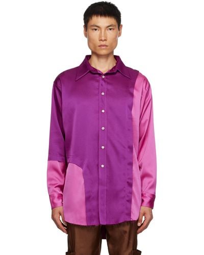 Edward Cuming Panelled Shirt - Purple