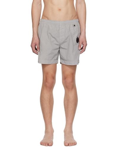 C.P. Company C.p. Company Grey Garment-dyed Swim Shorts - White