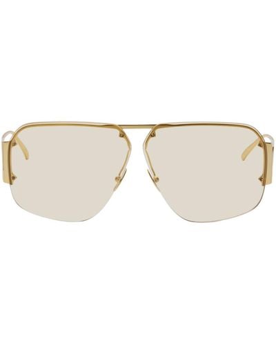Bottega Veneta Gold Rimless Sunglasses - Black