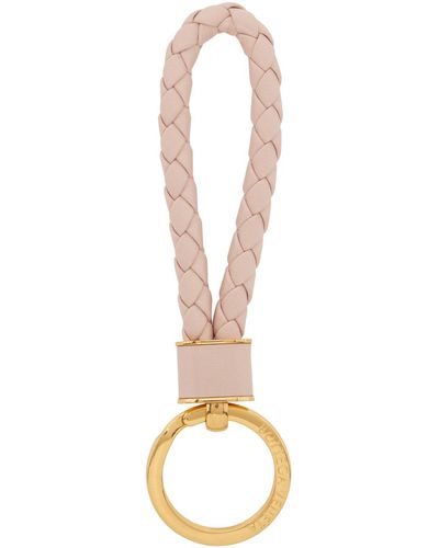 Bottega Veneta Pink Intreccio Key Ring - Black