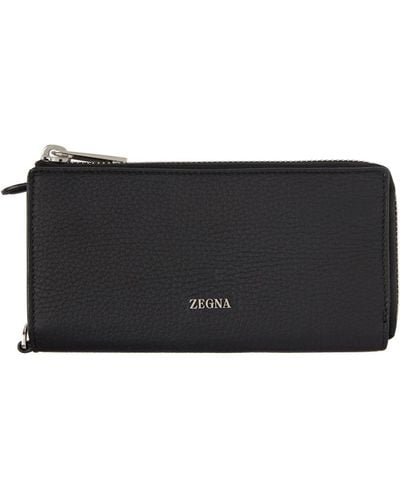 Zegna Black Zip Continental Wallet