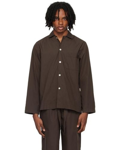Tekla Long Sleeve Pajama Shirt - Brown