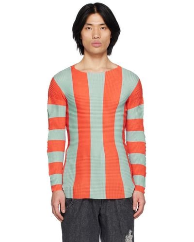 Sunnei Pleated Stripe T-shirt - Red