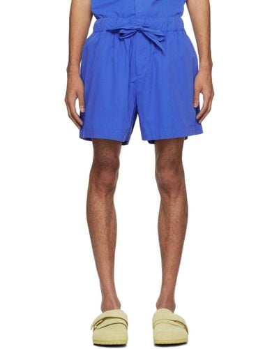 Tekla ブルー ドローストリング パジャマ ショートパンツ