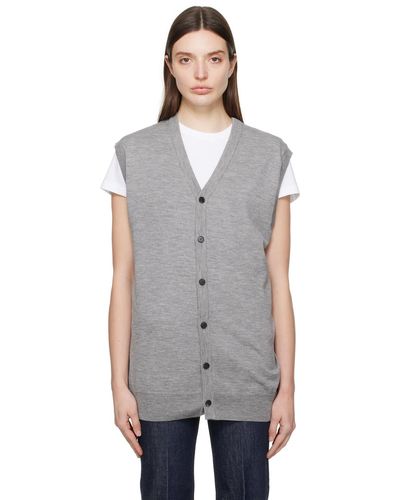 AURALEE Gilet gris en tricot de cachemire à haute torsion - Noir