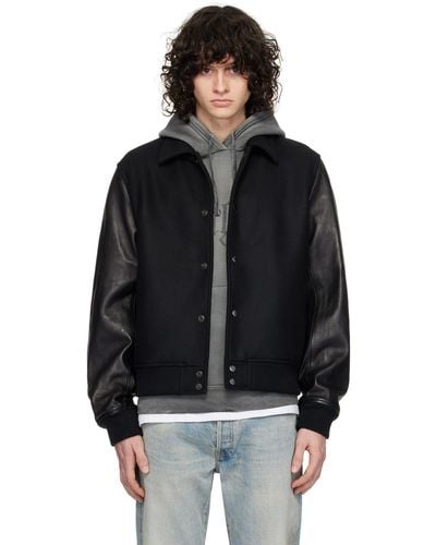 John Elliott Varsity Leather Jacket - Black