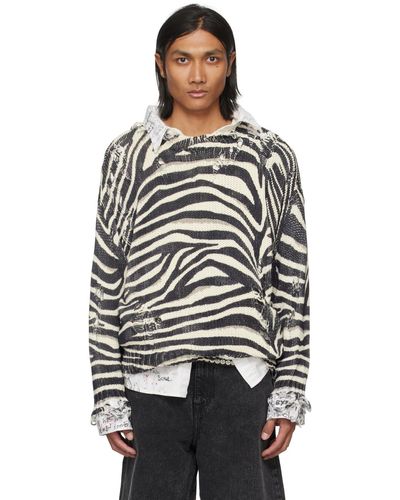 R13 Black & White Zebra Sweater