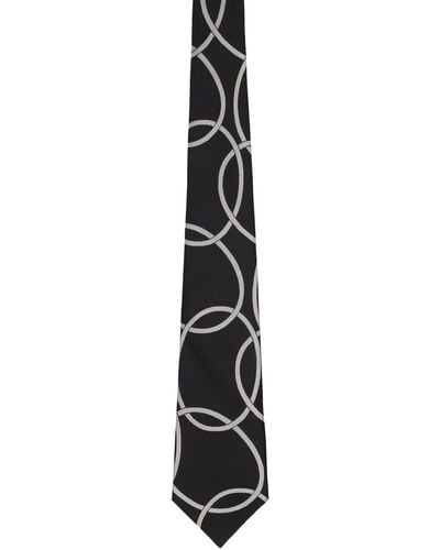 Comme des Garçons Silk Geometric Pattern Tie - Black