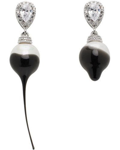 OTTOLINGER Silver & Black Pearl Drop Earrrings