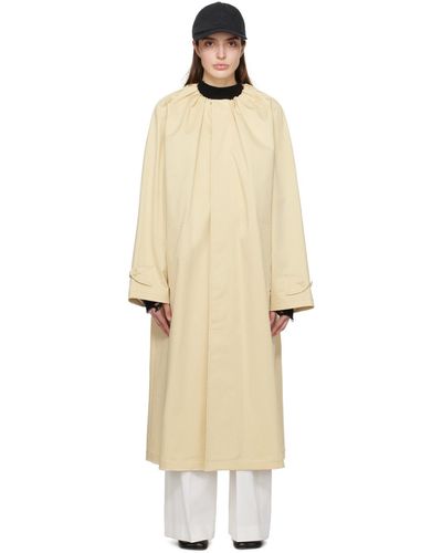 MM6 by Maison Martin Margiela Yellow Gathered Neck Trench Coat - Natural