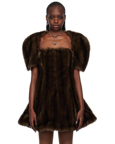 FIDAN NOVRUZOVA Cropped Faux-fur Cardigan - Black