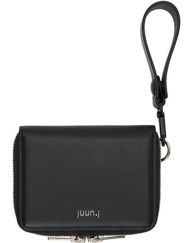 Juun.J Leather Zipper Wallet - Black