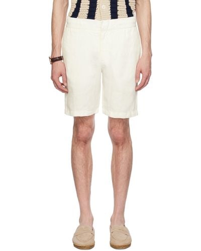 Orlebar Brown White Cornell Shorts - Natural