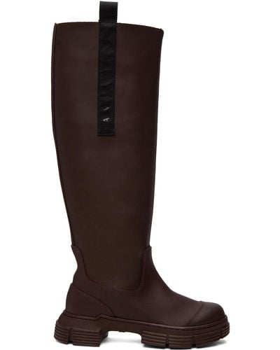 Ganni Burgundy Country Boots - Brown